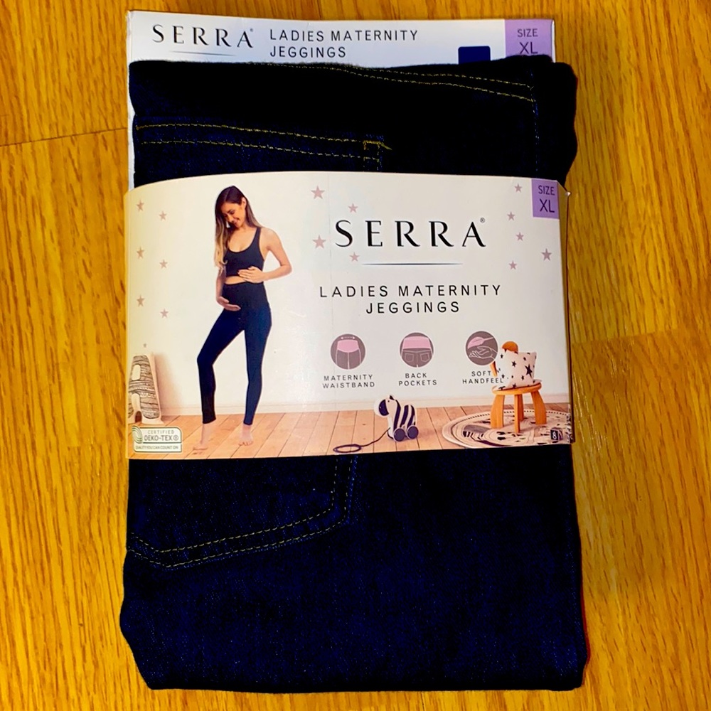 Serra Ladies Maternity Jeggings. Size XL. 16-18. with maternity waste band.